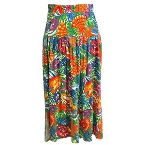 I.B. Diffusion Sport Vintage Nautical Tea Length Skirt Vibrant Multicolor Small